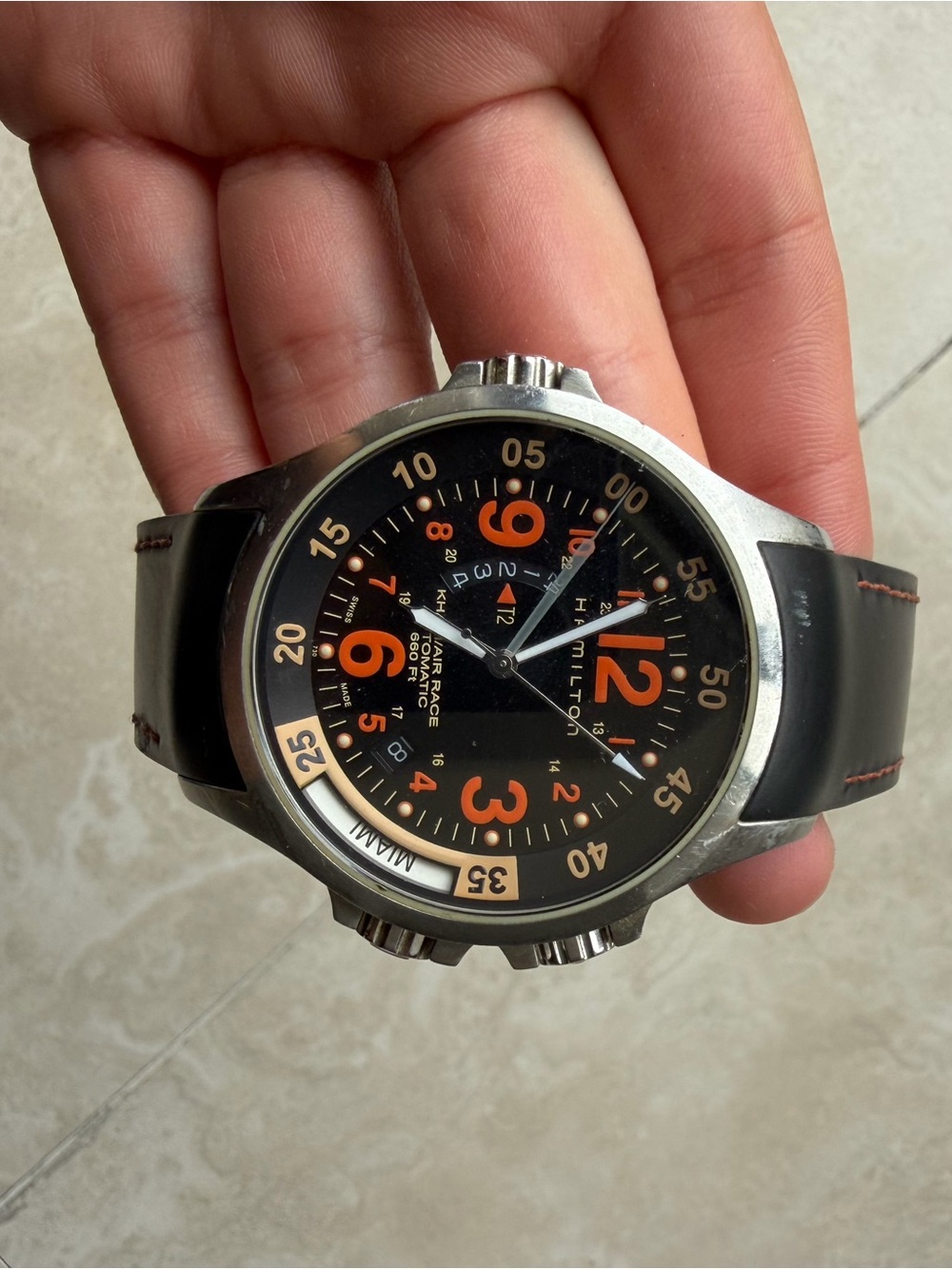 Hamilton Pilot Watch — Black Dial with Orange Accents